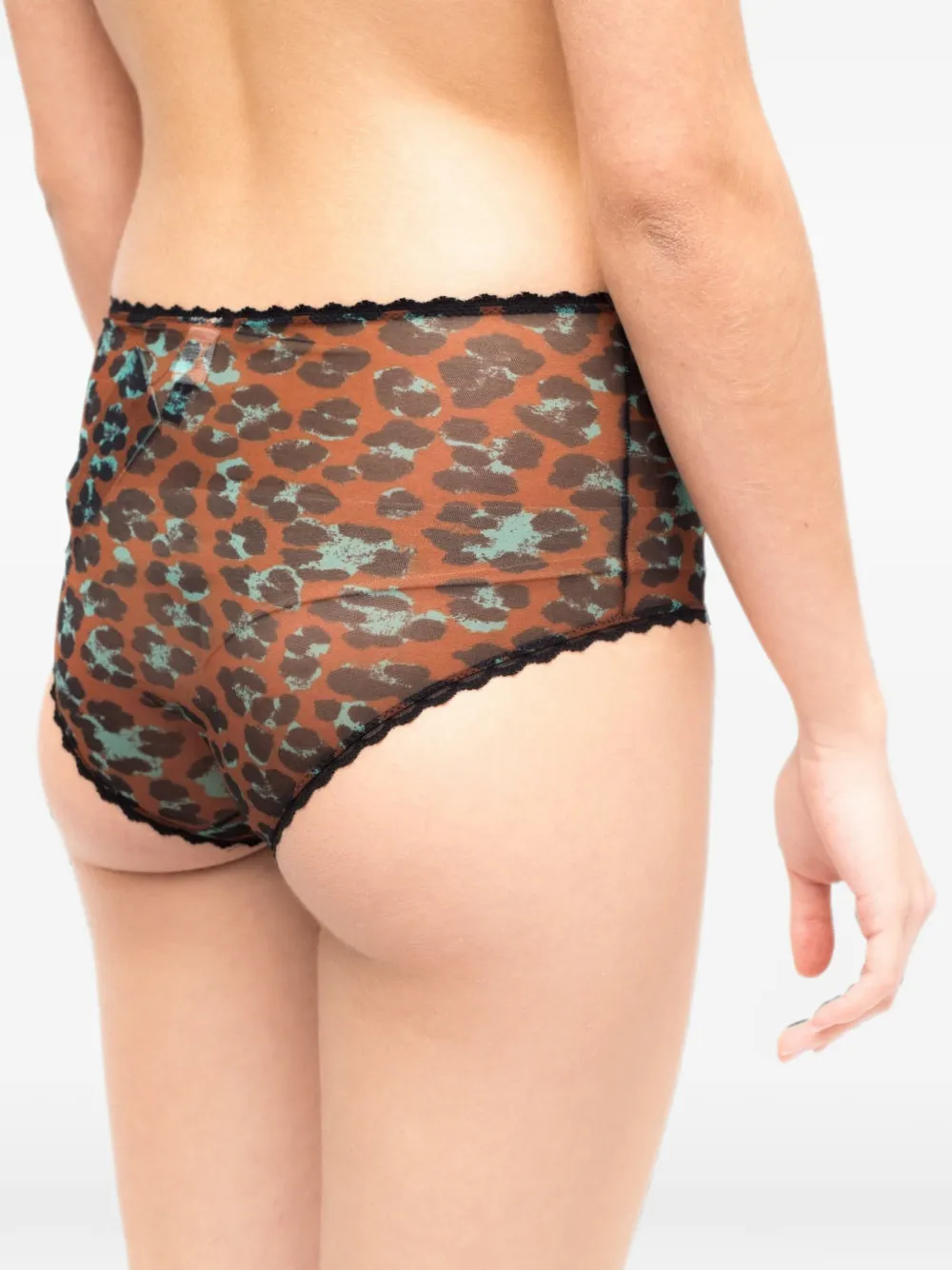 Laura Urbinati Slip met luipaard-print en kanten afwerking Bruin