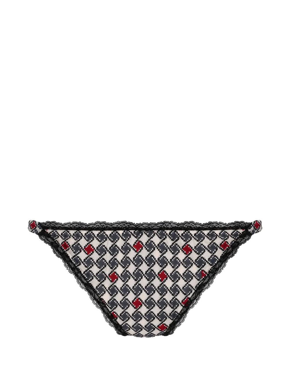 Laura Urbinati Slip met geometrische print en kanten afwerking Beige