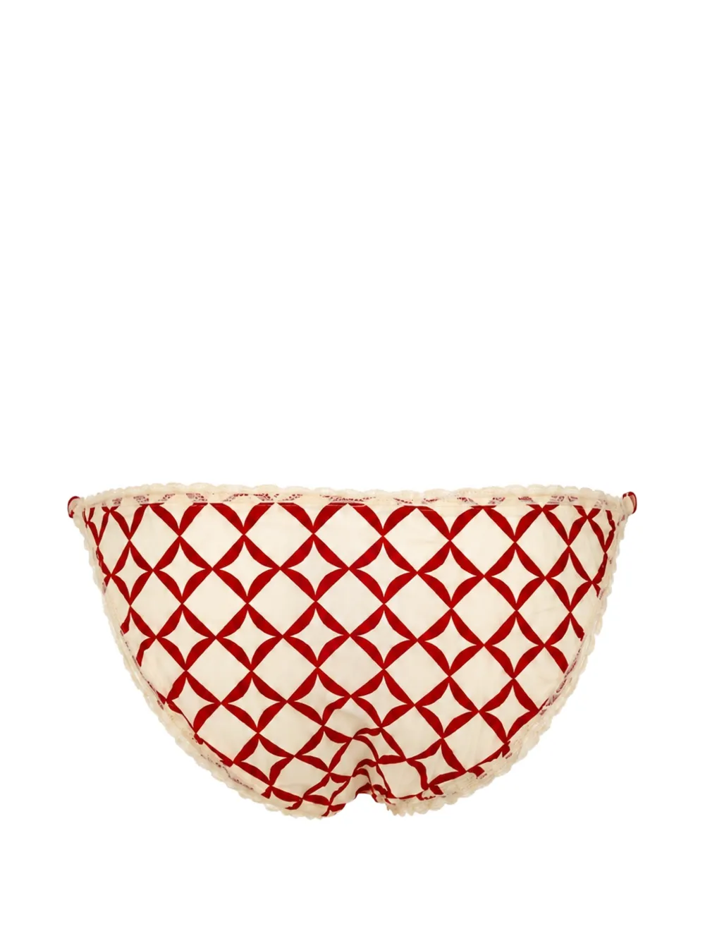 Laura Urbinati Slip met geometrische print en kanten afwerking Beige