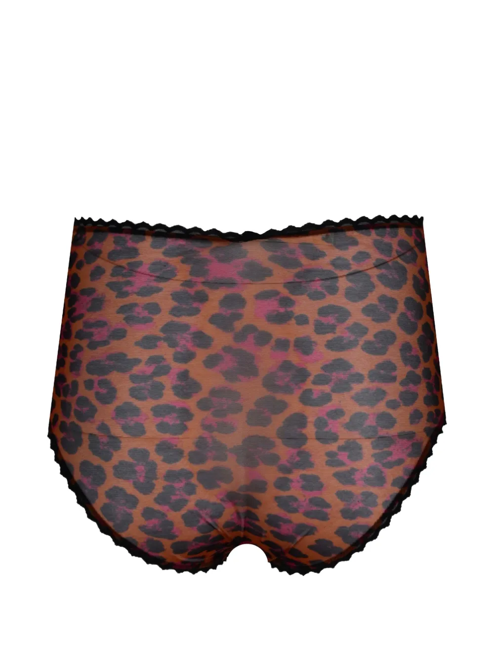 Laura Urbinati Slip met luipaard-print en kanten afwerking Bruin