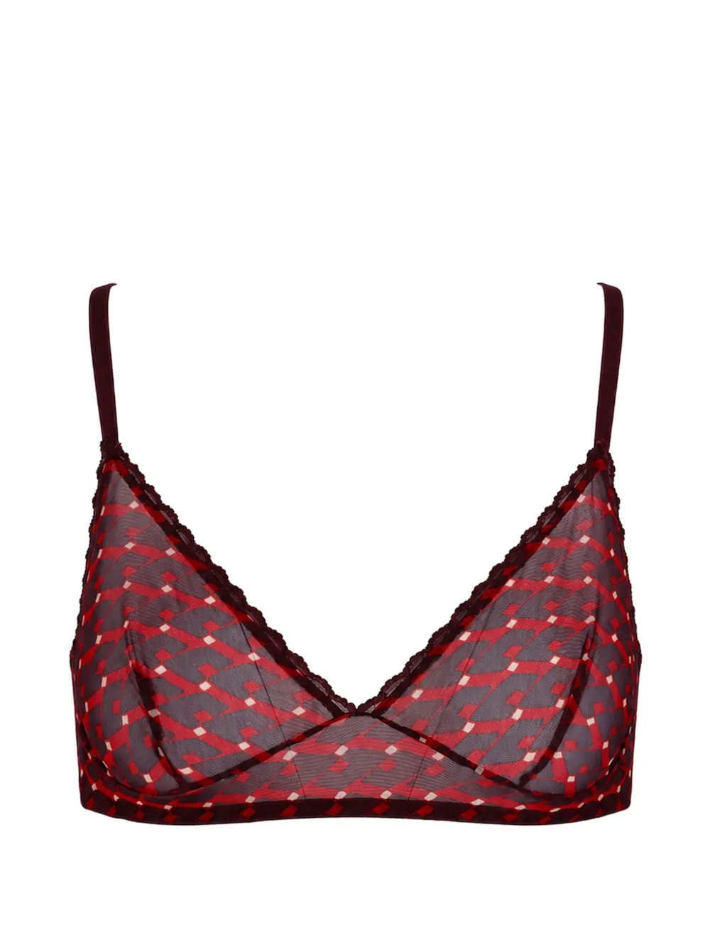 Laura Urbinati Reggiseno semi trasparente con stampa geometrica - Rosso