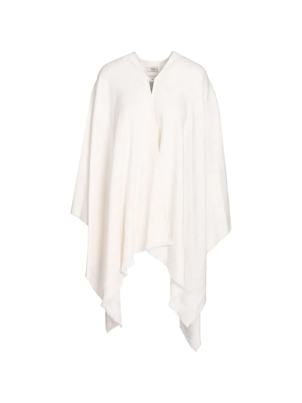 FENDI FF-jacquard frayed-hem poncho - Bianco