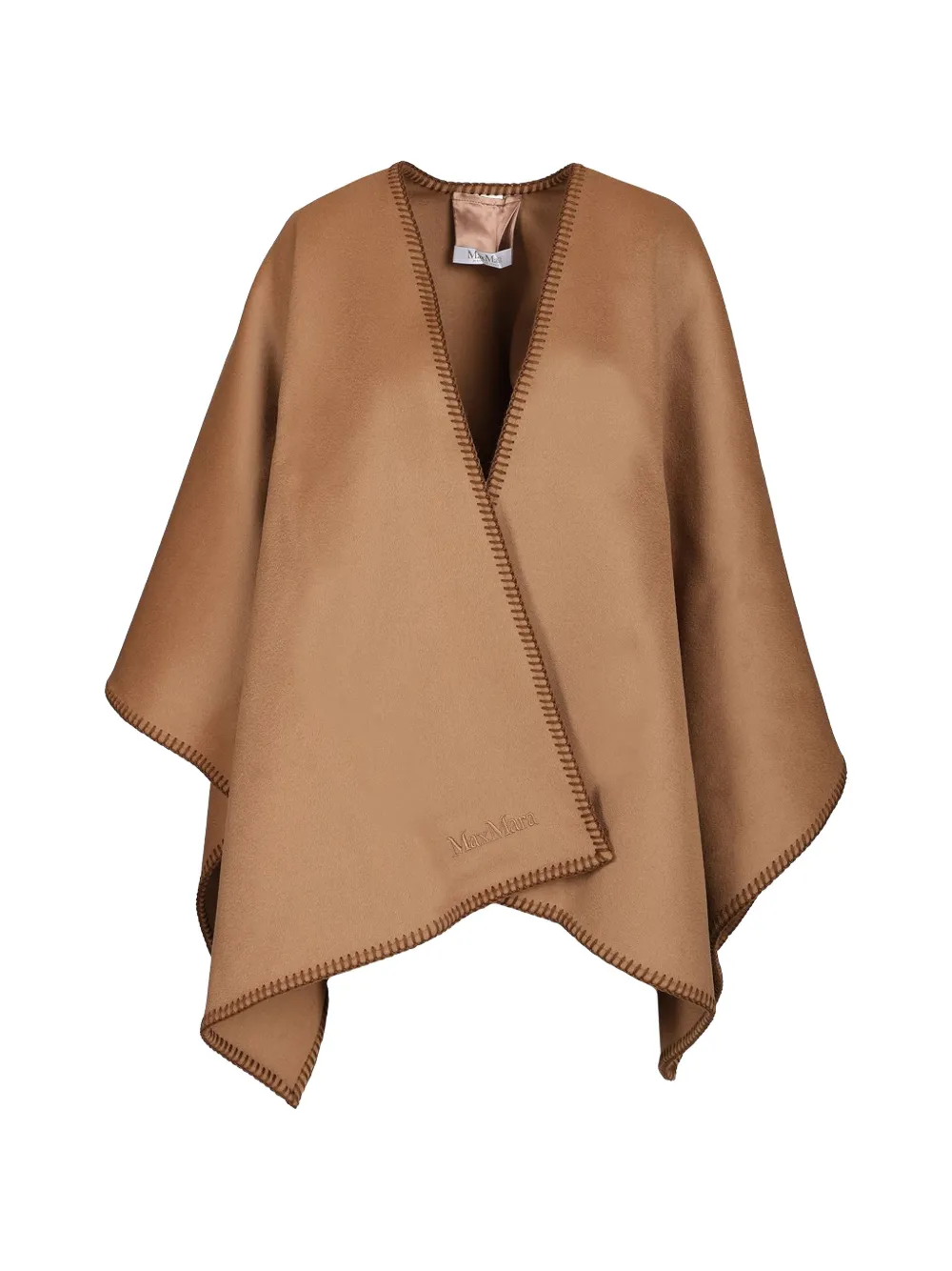 Max Mara logo-embroidered cape - Neutrals
