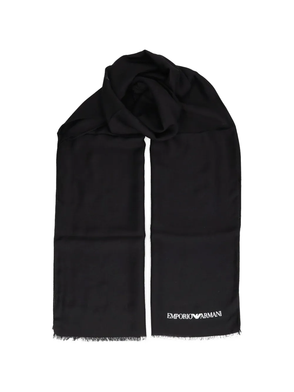 Emporio Armani logo-print frayed scarf - Blu
