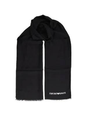 Giorgio Armani ヘリンボーン フリンジ スカーフ | ブルー | FARFETCH JP