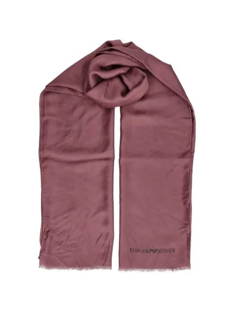 Emporio Armani stole in viscose and modal with fringes and printed logo
