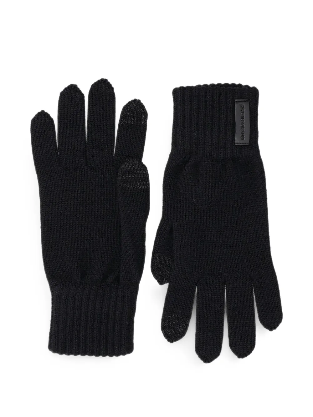 Emporio Armani logo-patch knitted gloves