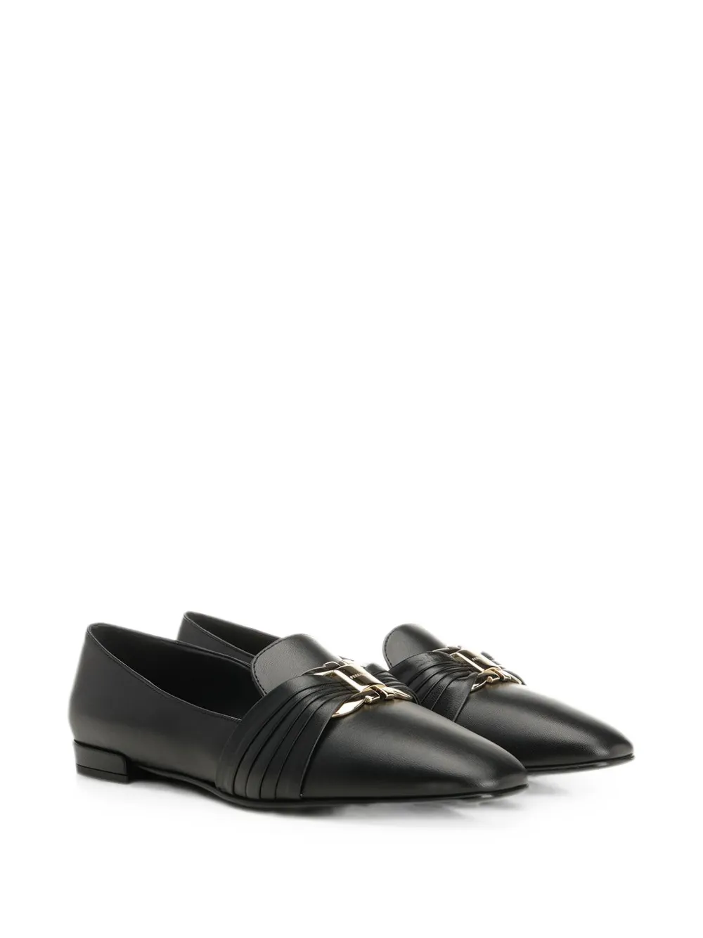 Ferragamo Gancini plaque leather loafers Zwart