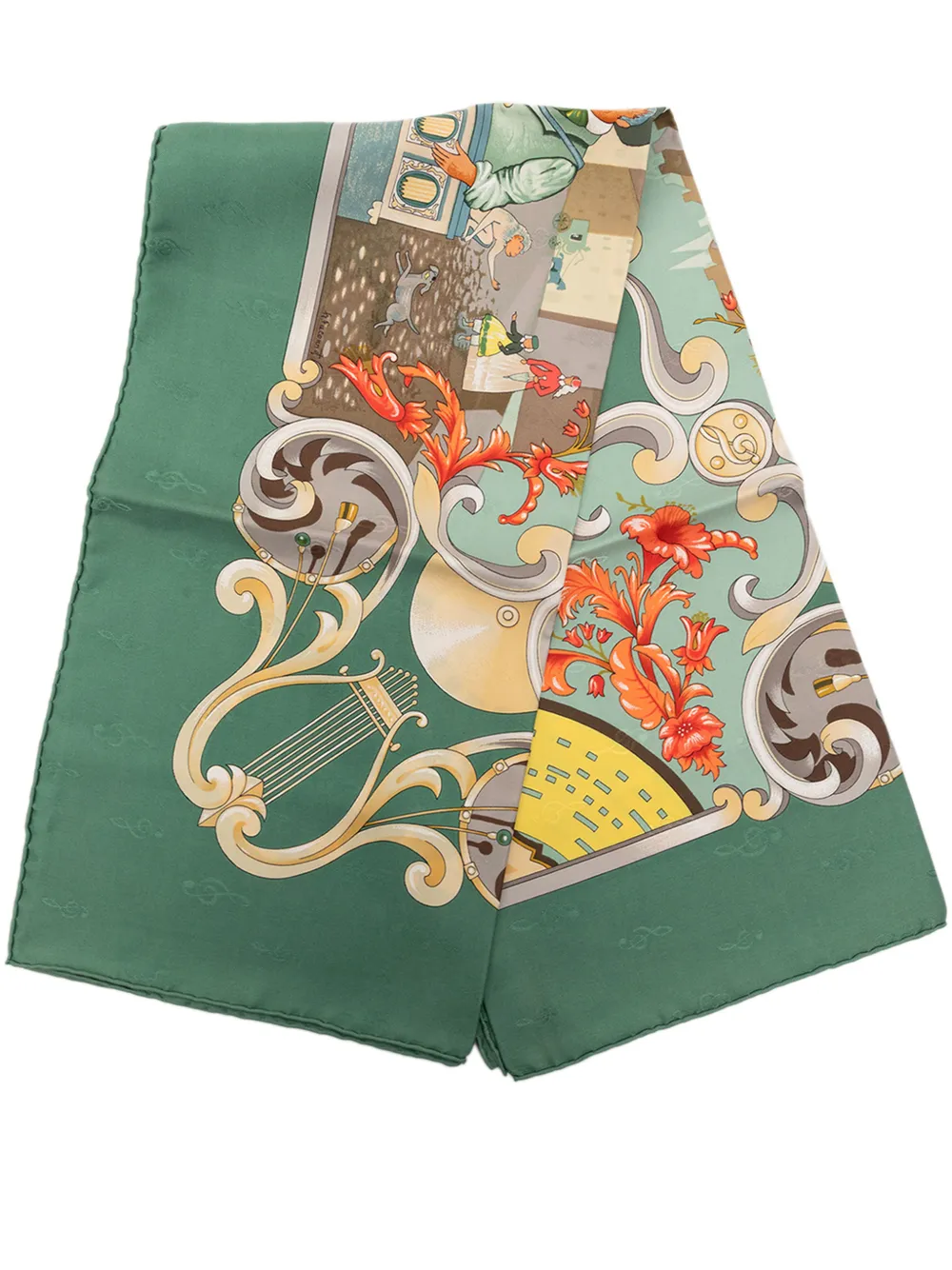 Hermès Pre-Owned 2000-2026 Orgauphone et Autres Mecaniques Silk Scarf 90 scarves - Verde