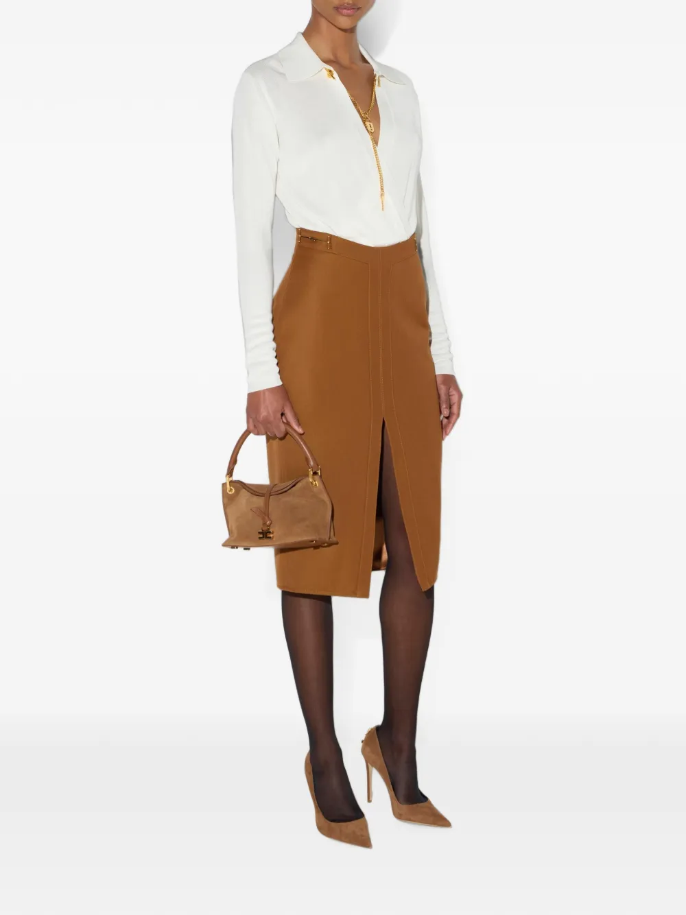 Elisabetta Franchi wikkelbody met schakelketting Wit