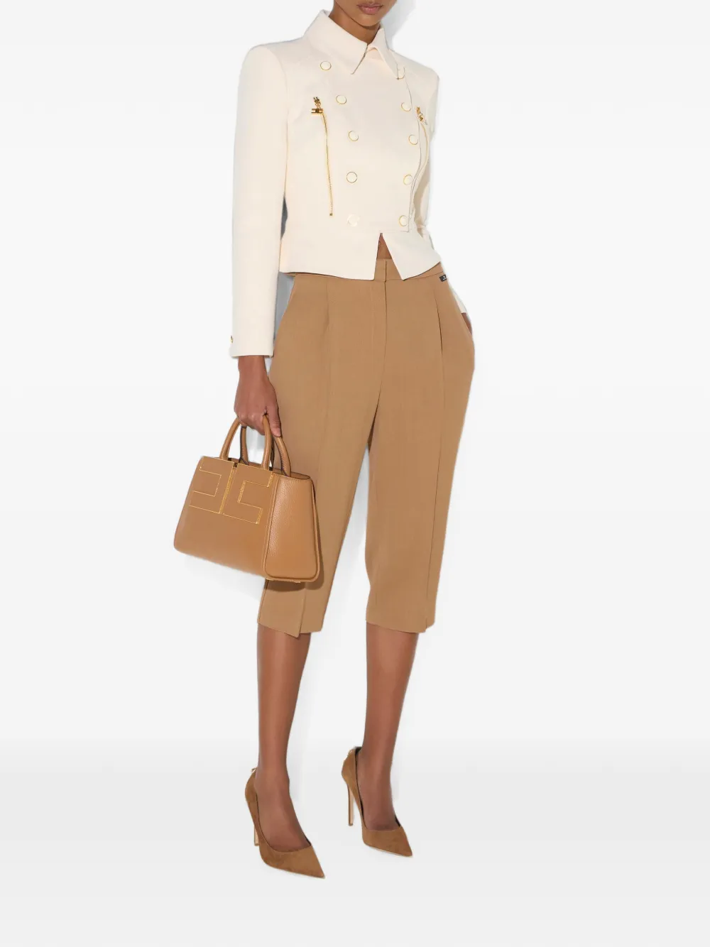 Elisabetta Franchi suede pumps with logo detail Bruin