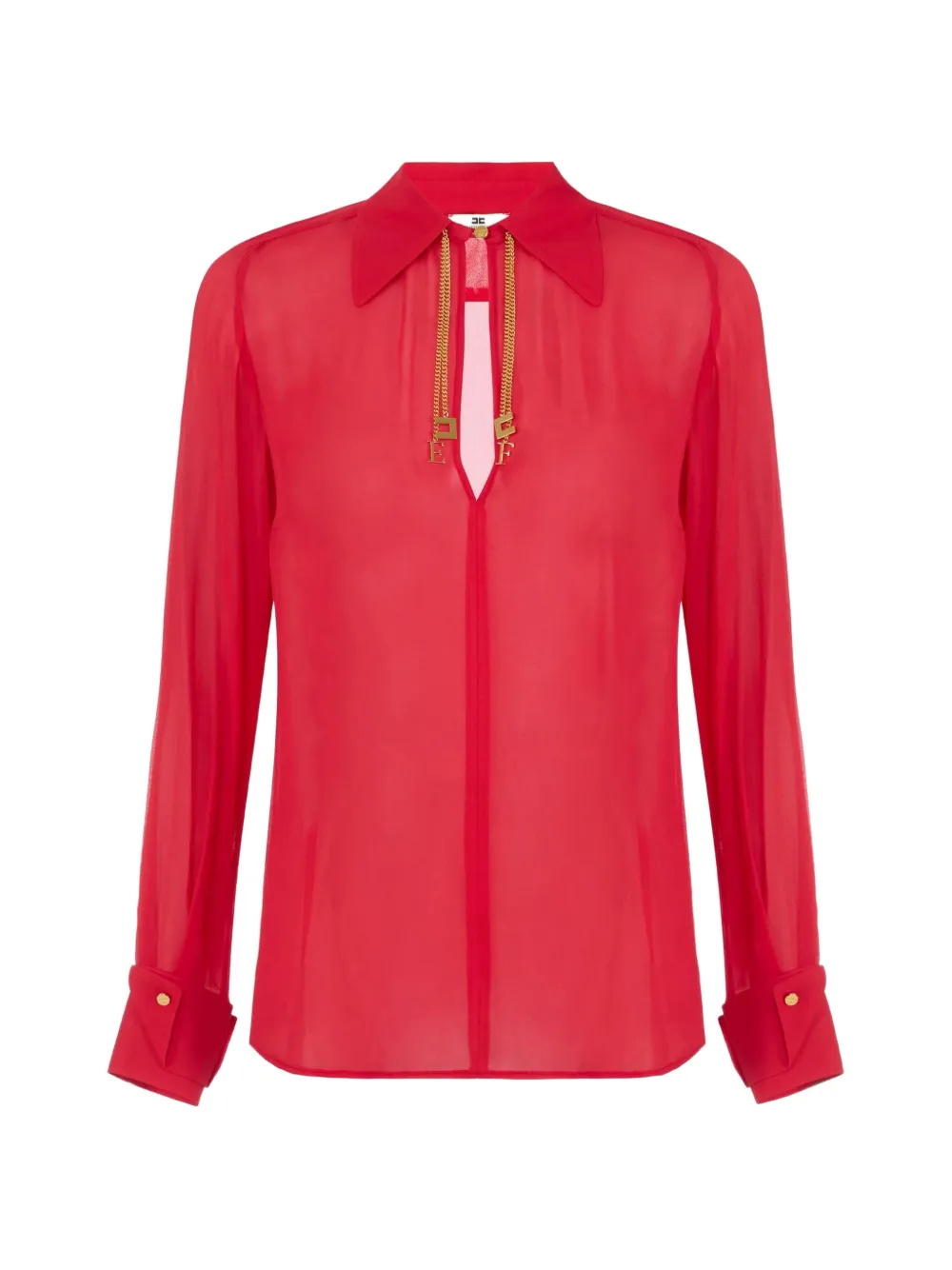 Elisabetta Franchi blouse in georgette fabric with jewel logos - Rot