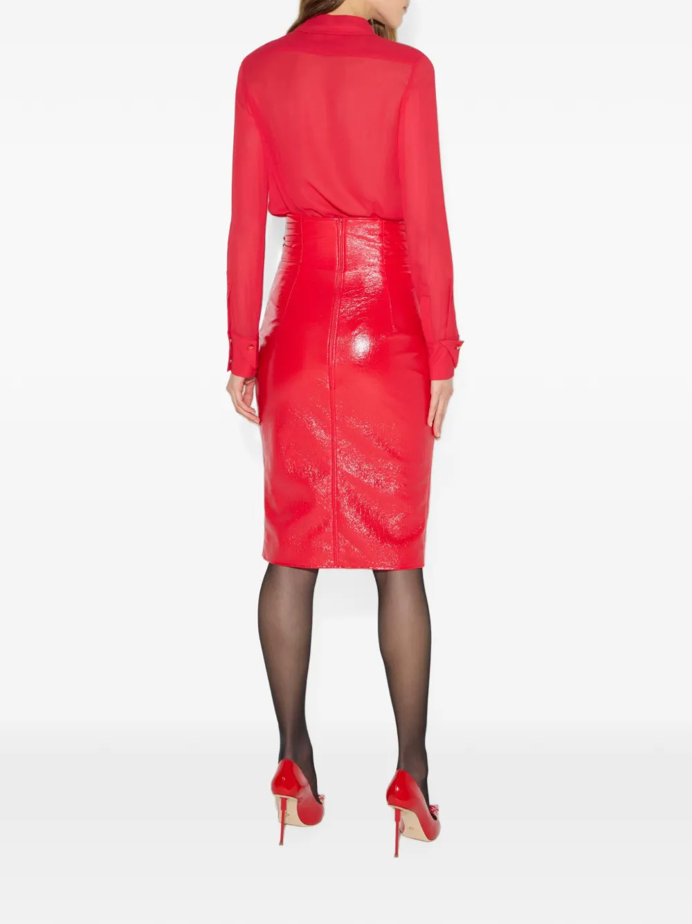 Elisabetta Franchi Georgette blouse met logo Rood