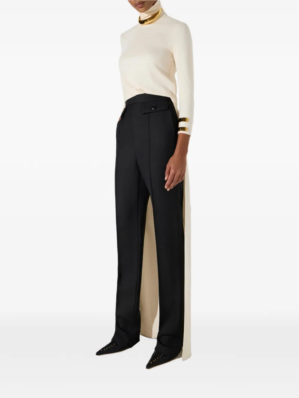 Elisabetta Franchi Top van glanzende jersey stof Beige