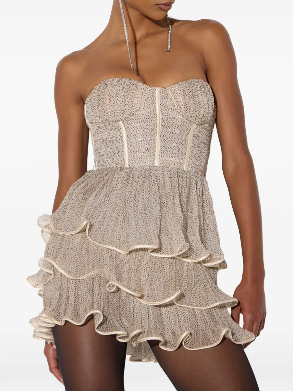 Elisabetta Franchi Crepon mini-jurk met stippen Beige