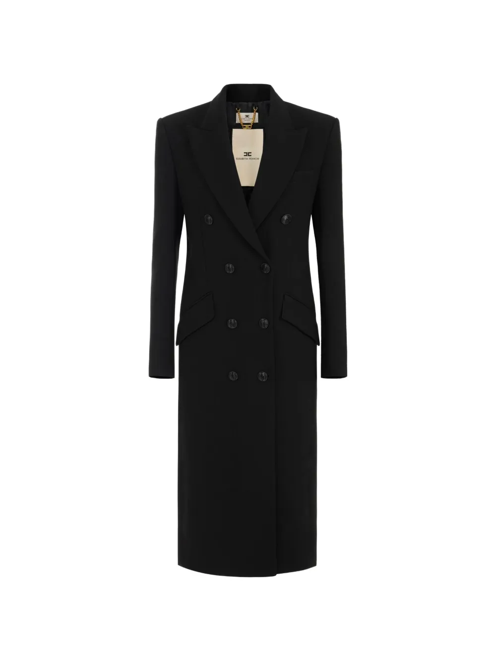 Elisabetta Franchi Coat In Double Layer Crêpe Fabric In Schwarz