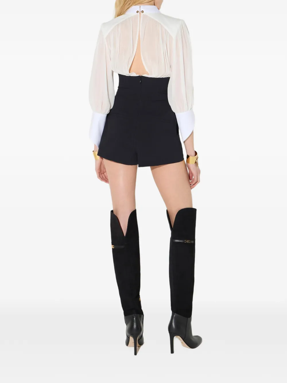 Elisabetta Franchi Playsuit van georgette en technische stof Wit