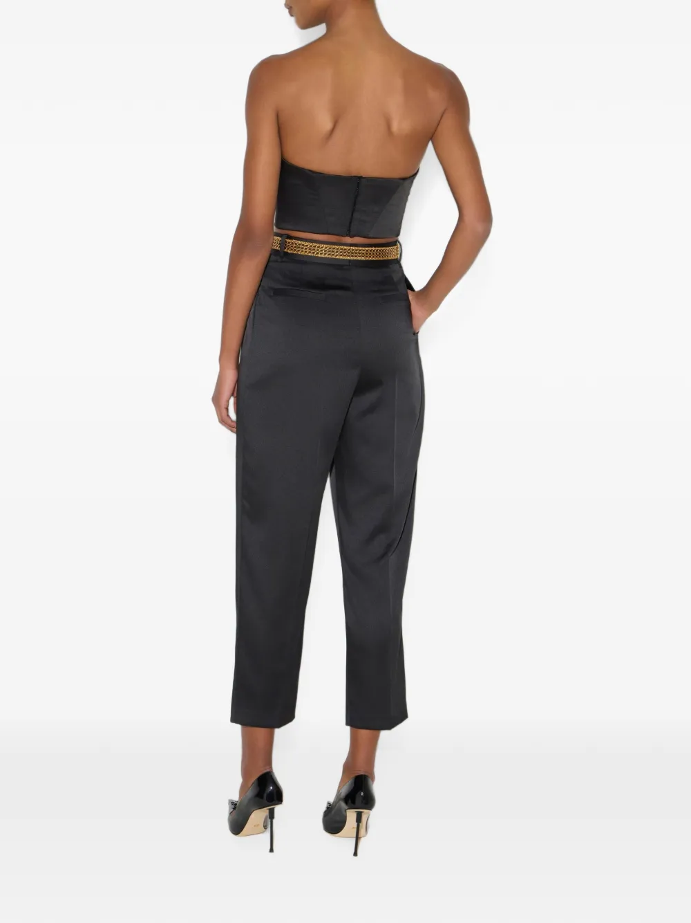 Elisabetta Franchi Stretch satijnen top Zwart