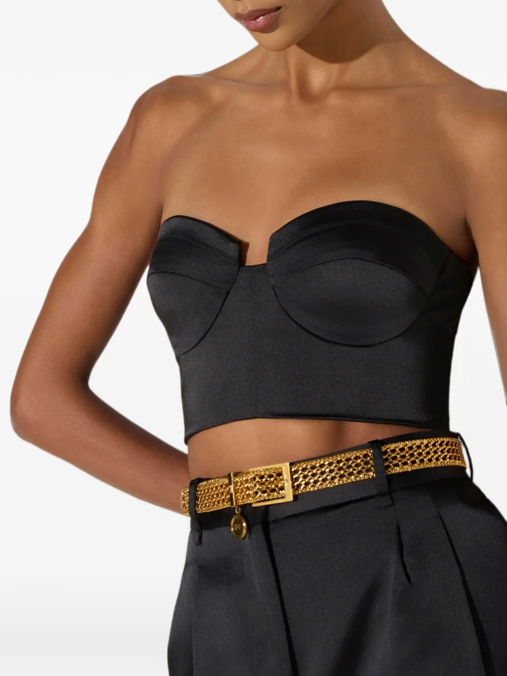 Elisabetta Franchi Stretch satijnen top Zwart