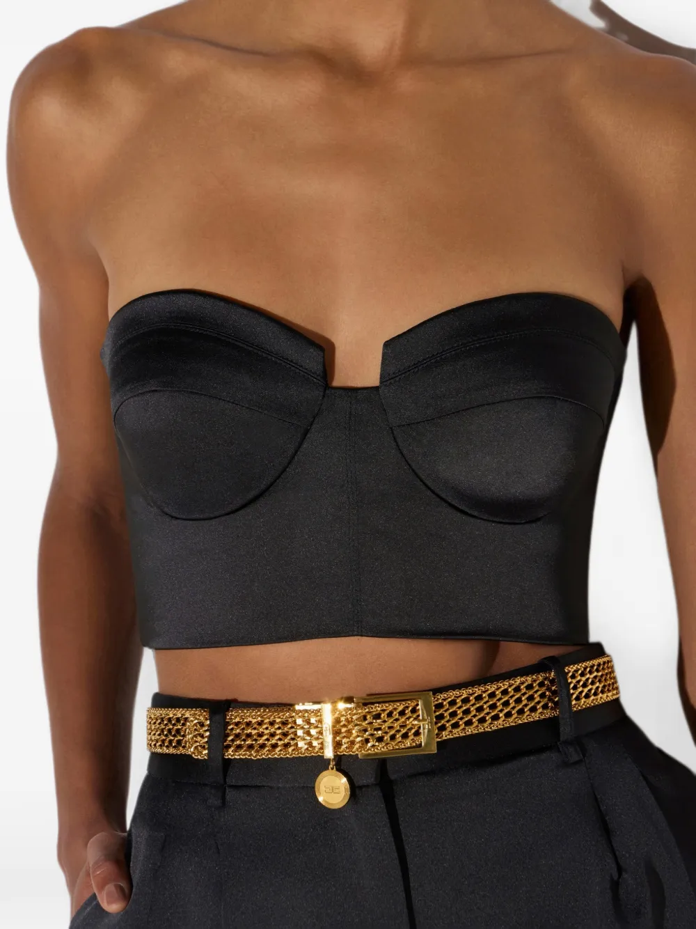 Elisabetta Franchi Stretch satijnen top Zwart