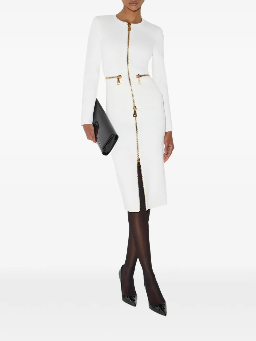 Elisabetta Franchi Gebreid vest met rits Wit