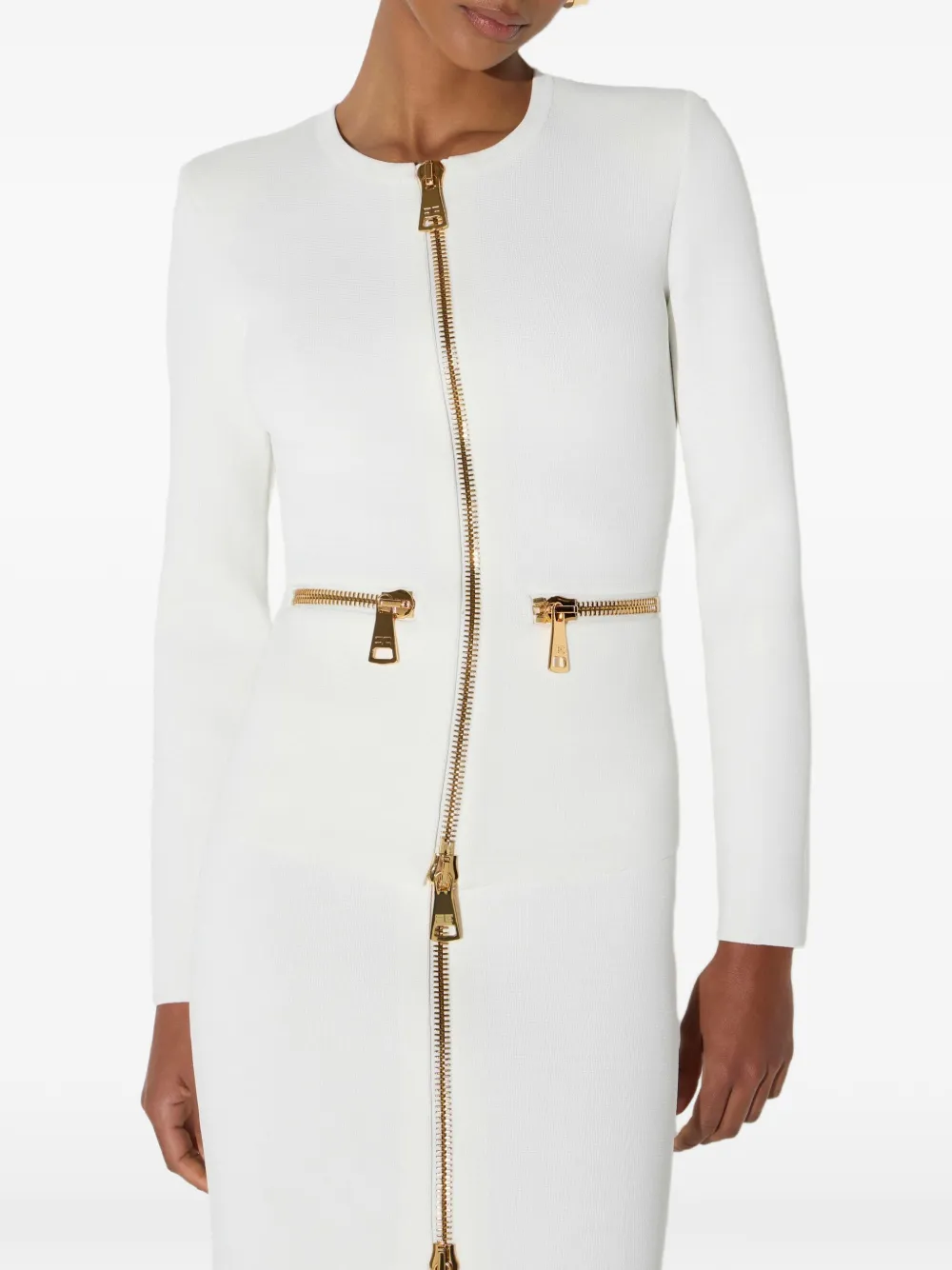Elisabetta Franchi Gebreid vest met rits Wit