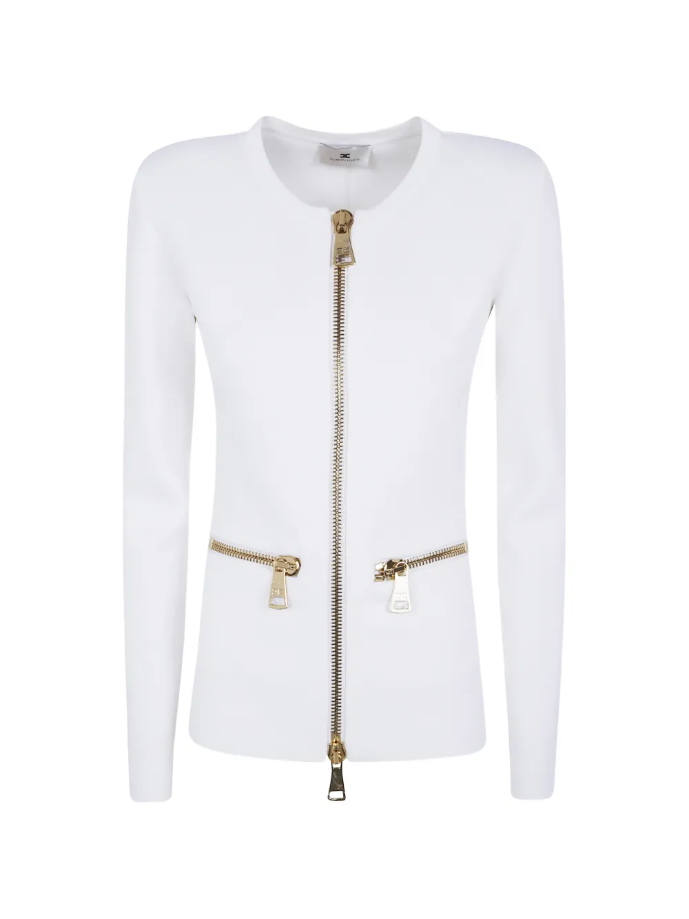 Elisabetta Franchi cardigan in knit fabric with zip - White