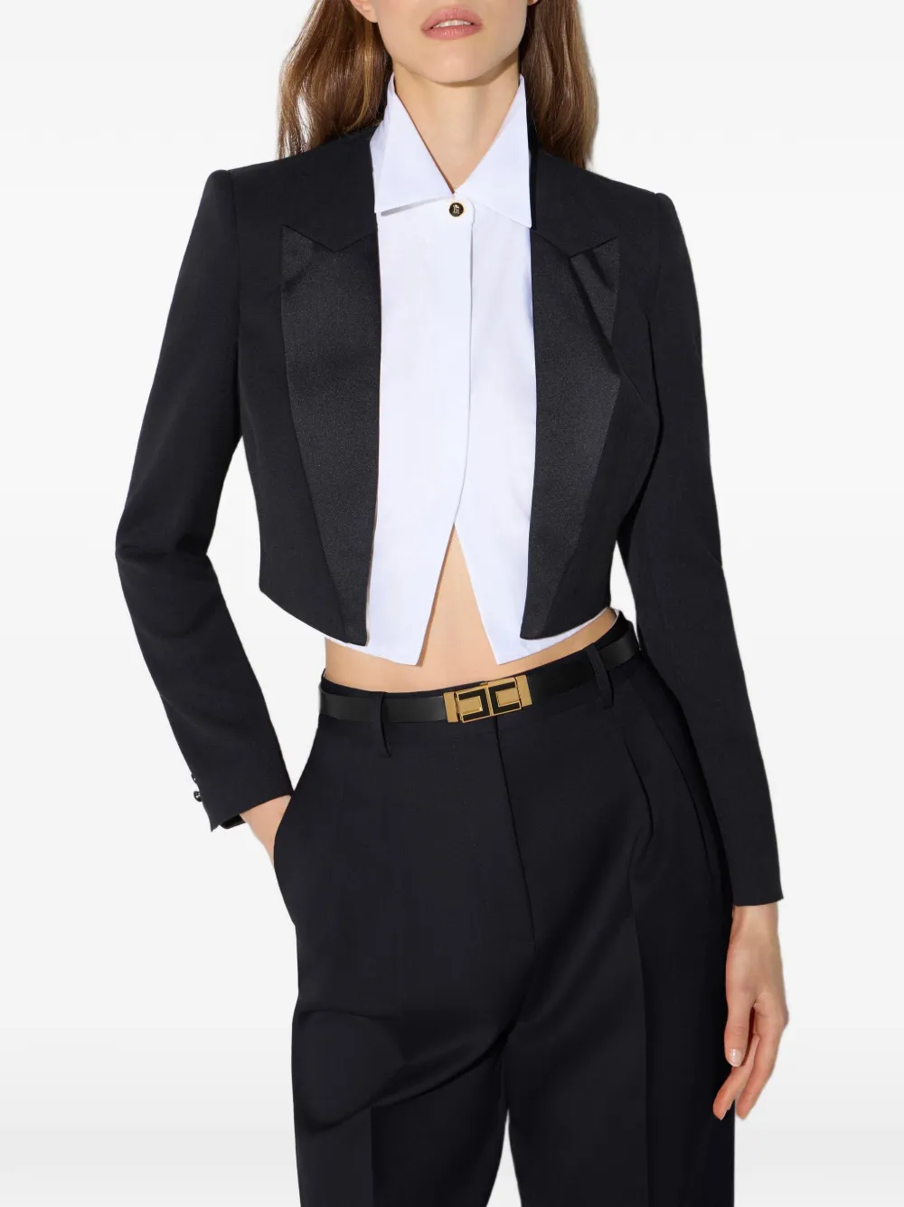 Elisabetta Franchi Cool wollen jack met blouse Zwart