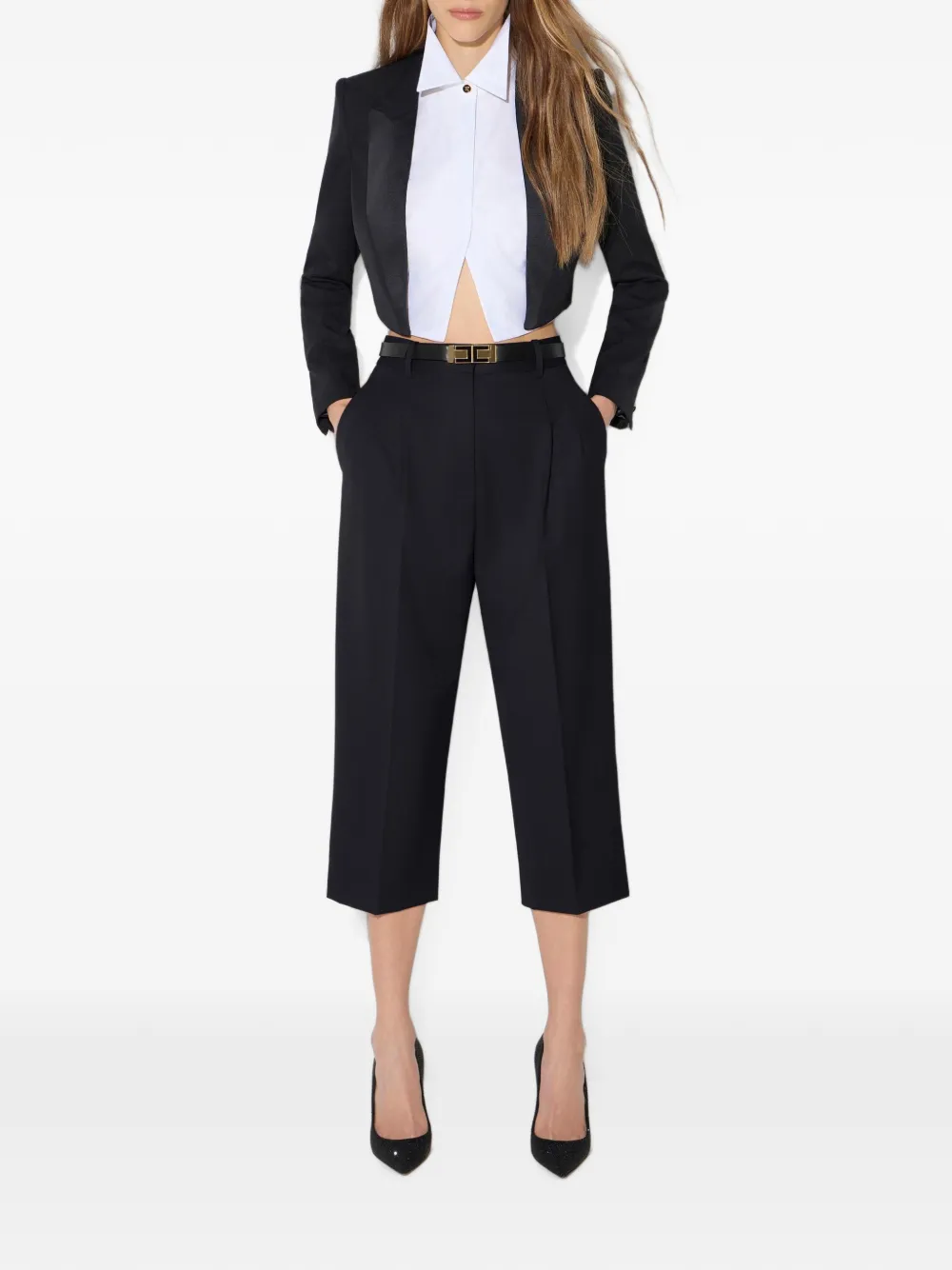 Elisabetta Franchi Cool wollen jack met blouse Zwart