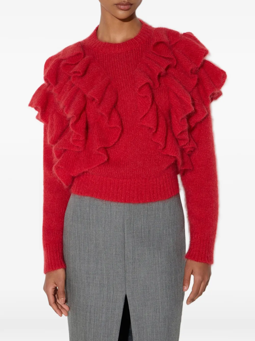 Elisabetta Franchi Gebreide pullover met ruches Rood