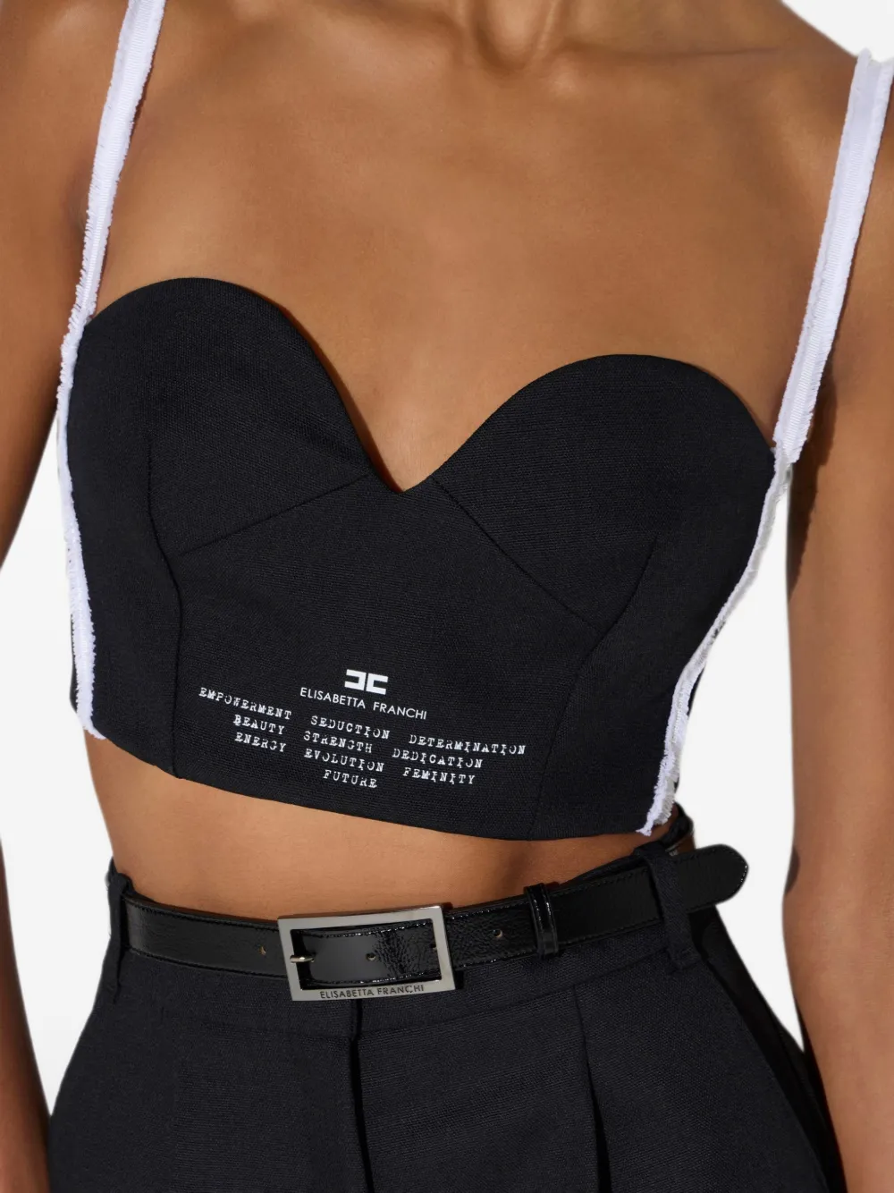 Elisabetta Franchi Wollen bh met logo-print Zwart