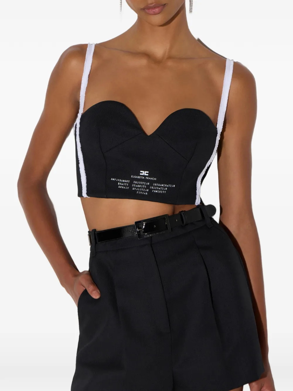 Elisabetta Franchi Wollen bh met logo-print Zwart