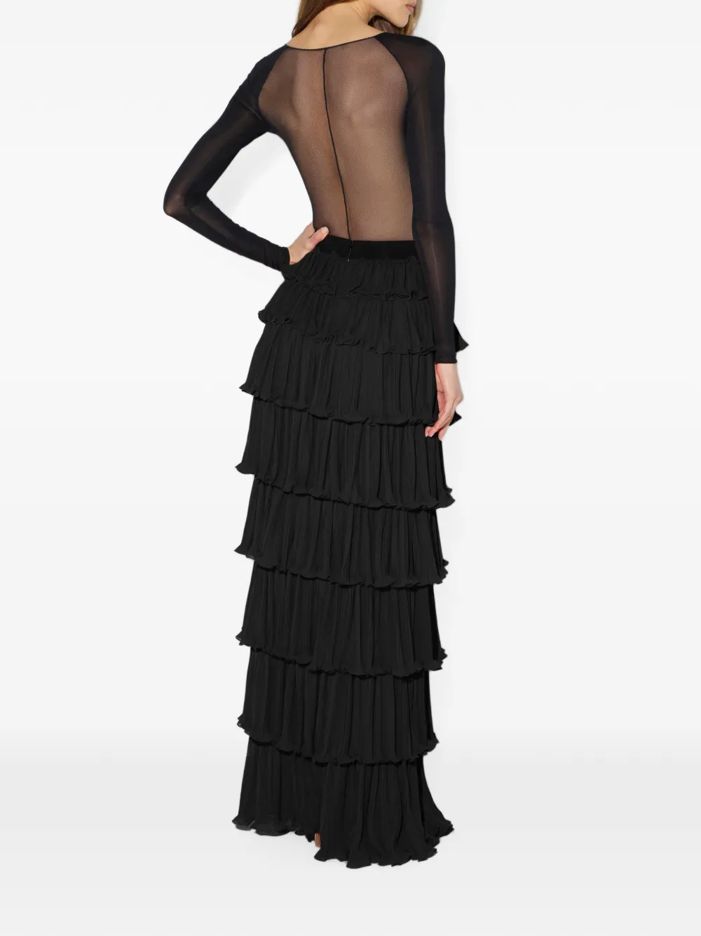 Elisabetta Franchi Body van stretch jersey en tulen stoffen Zwart