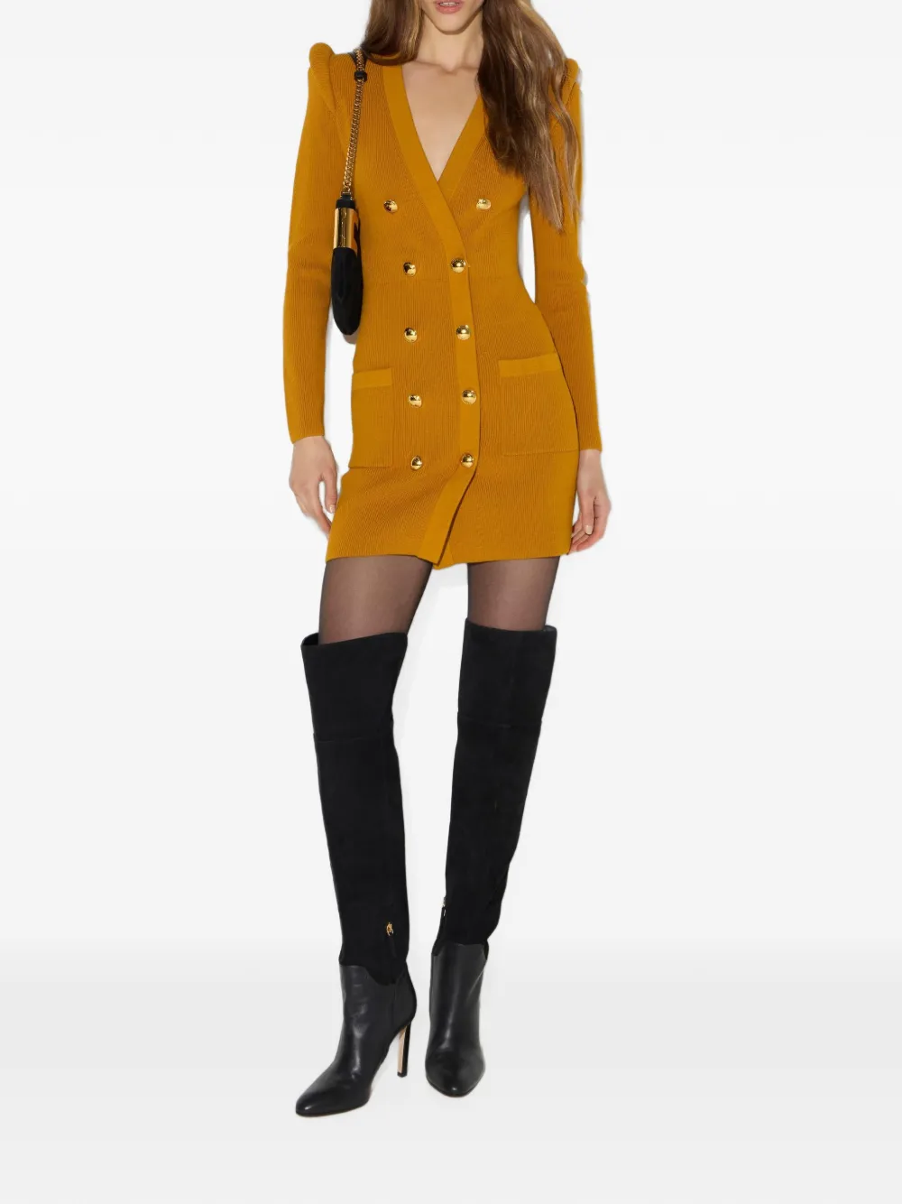 Elisabetta Franchi Gebreide mini-jurk met 3D-details Geel