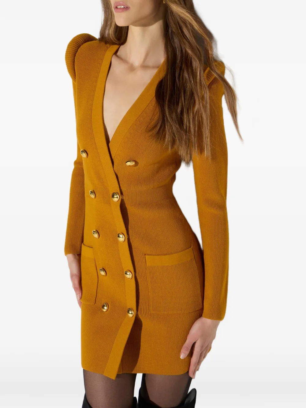 Elisabetta Franchi Gebreide mini-jurk met 3D-details Geel