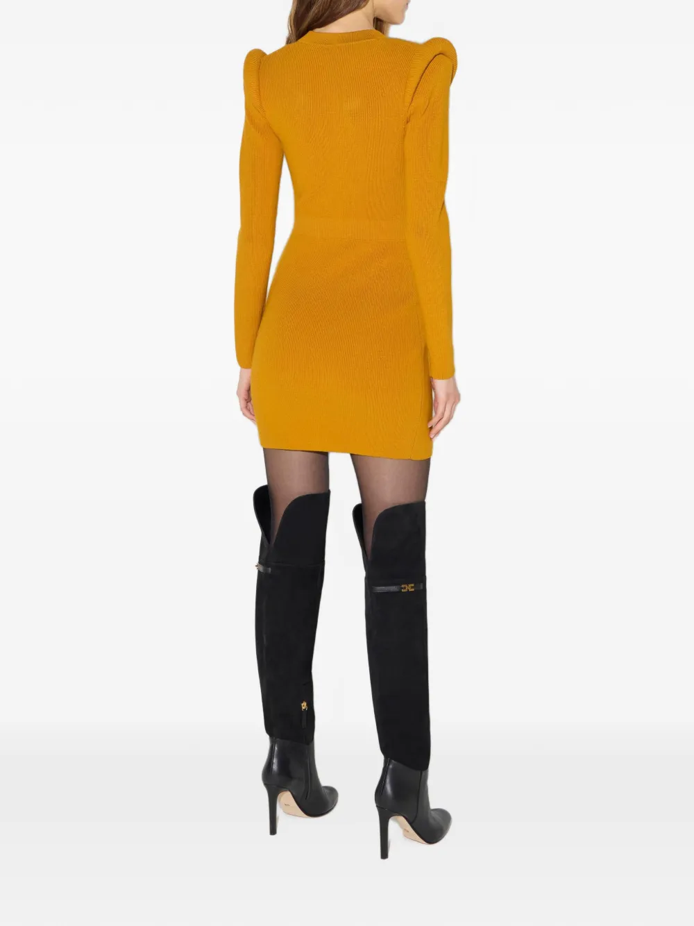 Elisabetta Franchi Gebreide mini-jurk met 3D-details Geel