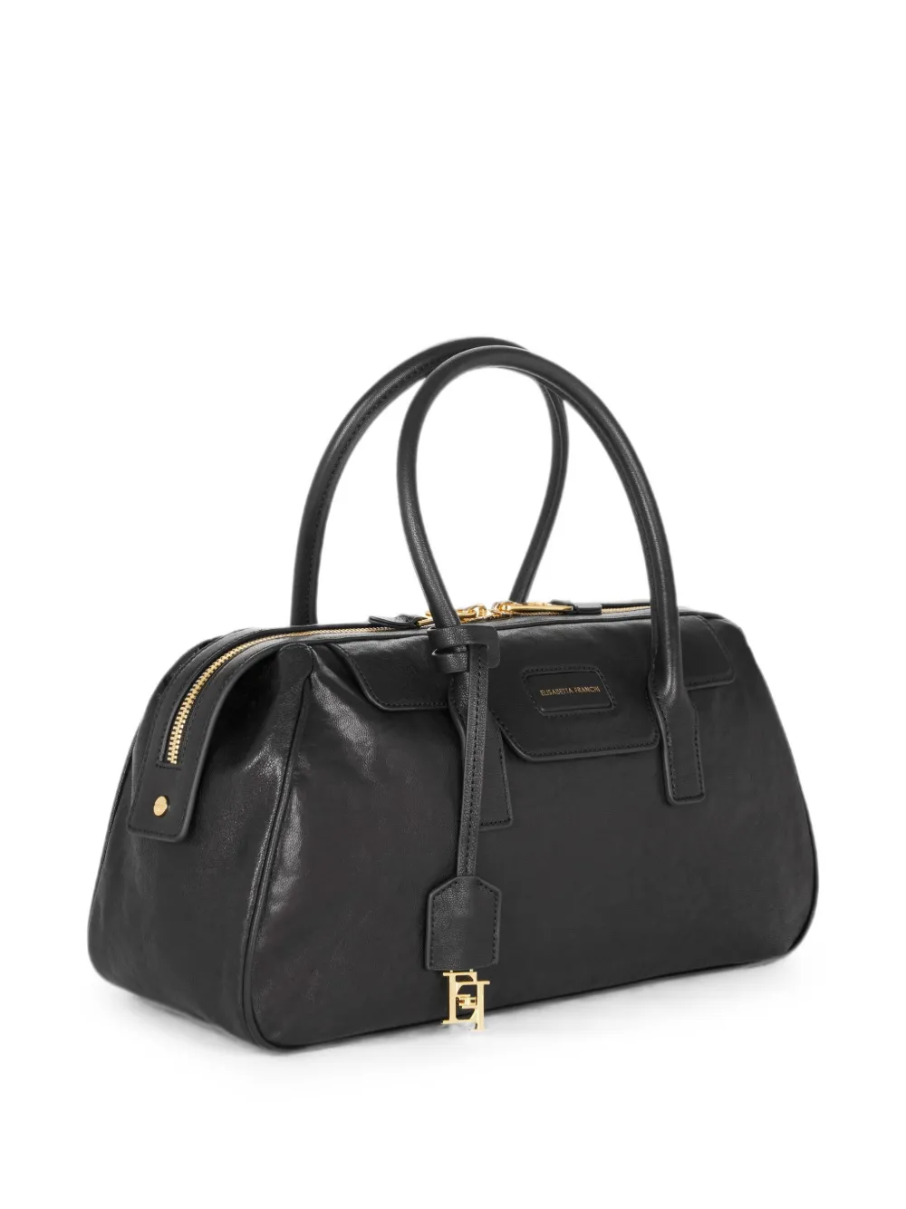 Elisabetta Franchi Medium Boston tas van nappa leer Zwart