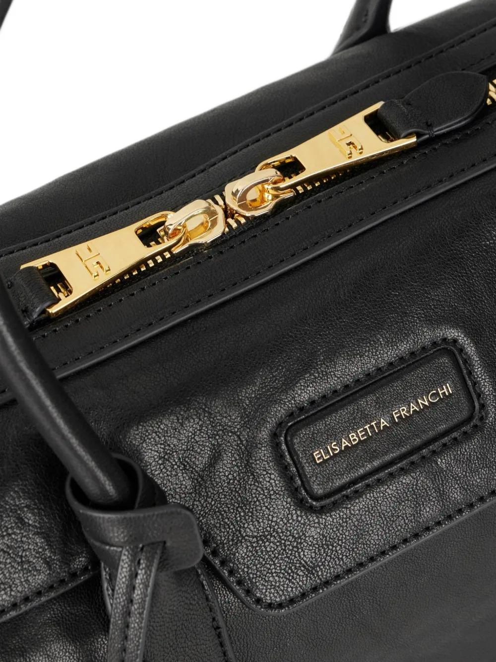 Elisabetta Franchi Medium Boston tas van nappa leer Zwart