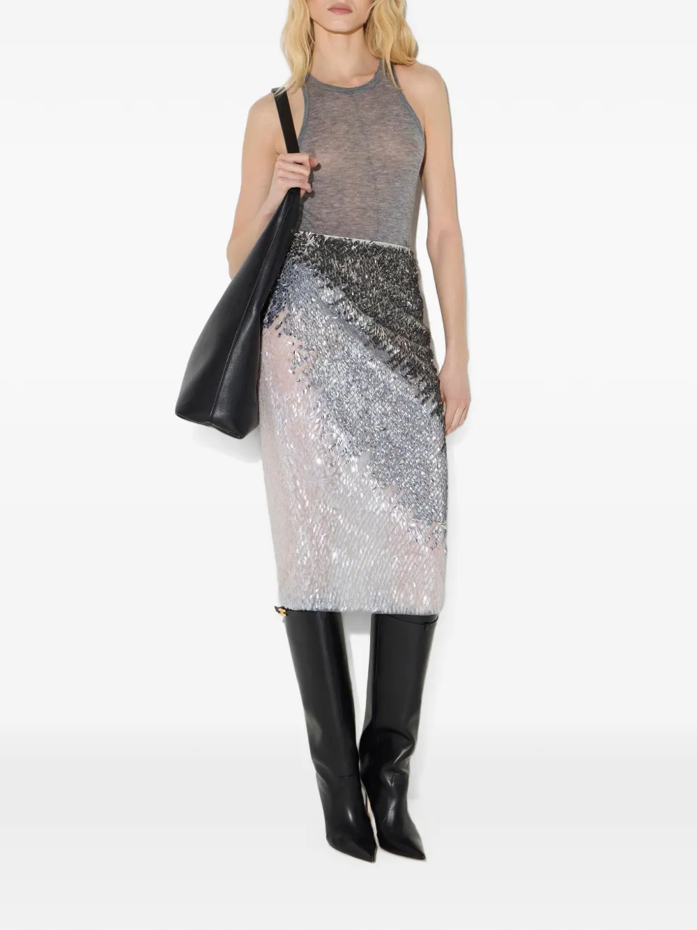 Elisabetta Franchi Wollen top met ribbels Grijs
