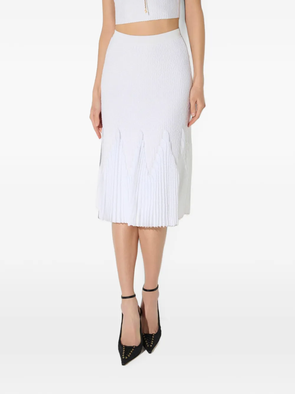 Elisabetta Franchi Gebreide rok met ruches Wit