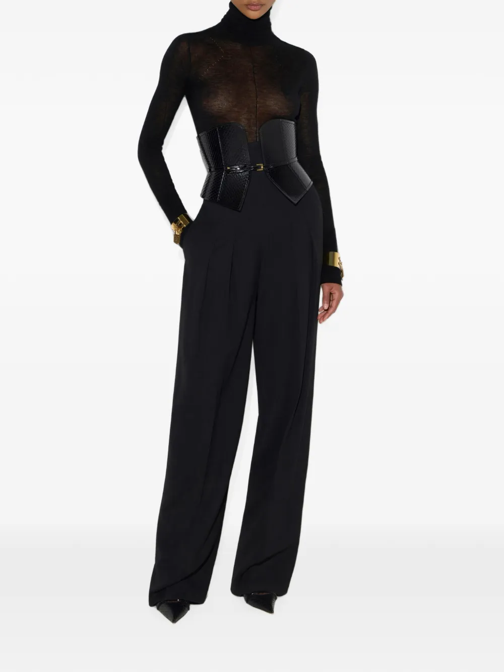Elisabetta Franchi Flowing gabardine broek Zwart