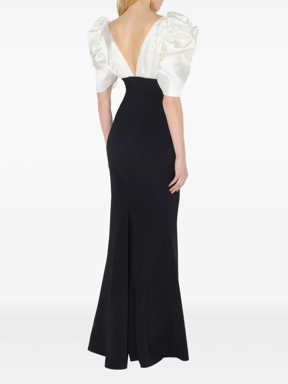 Elisabetta Franchi Red Carpet jurk van lichtgewicht crêpe en gazar Zwart