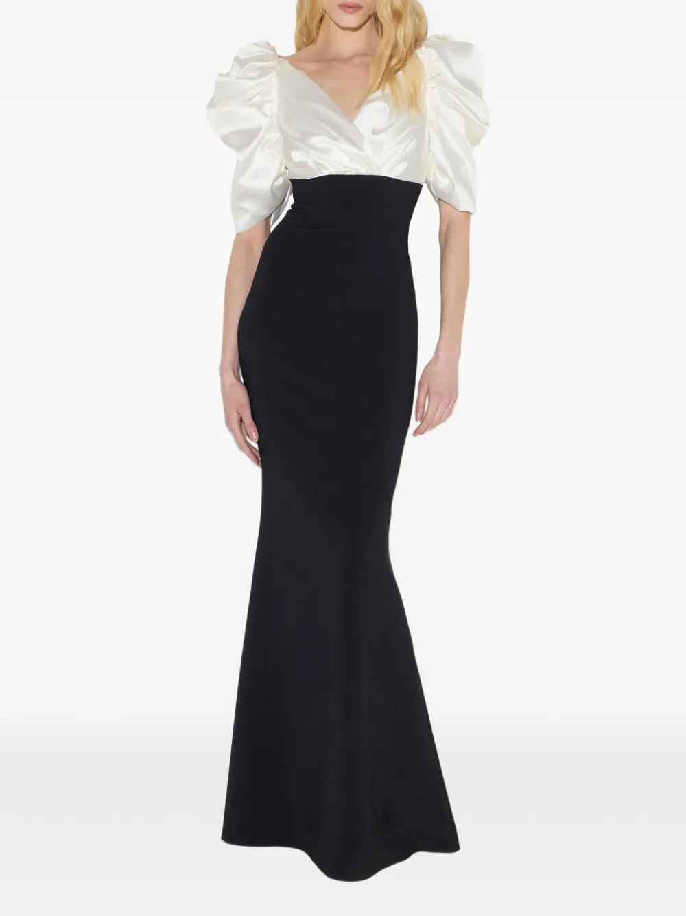 Elisabetta Franchi Red Carpet jurk van lichtgewicht crêpe en gazar Zwart