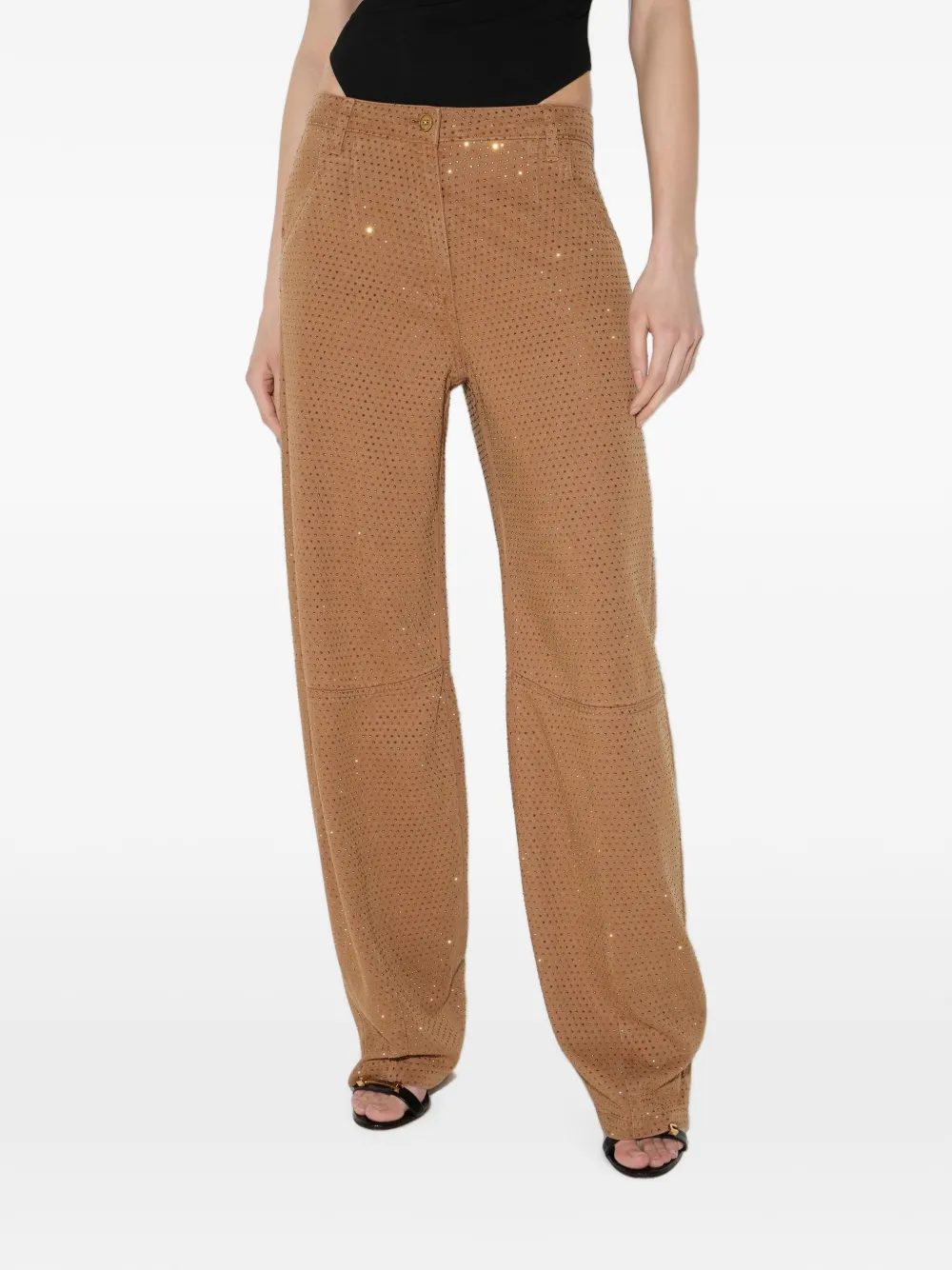 Elisabetta Franchi Ballon denim jeans met stras Bruin