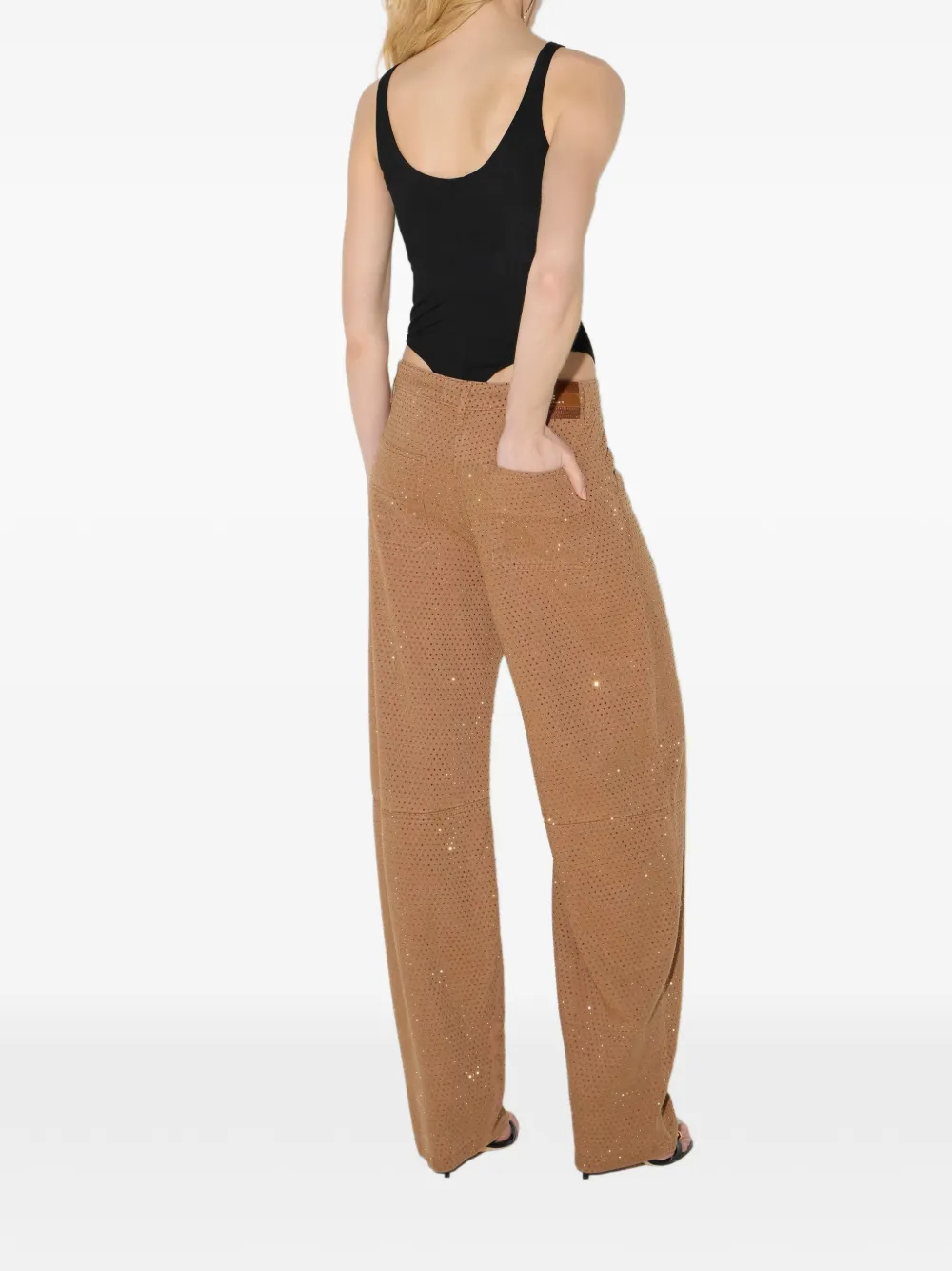 Elisabetta Franchi Ballon denim jeans met stras Bruin