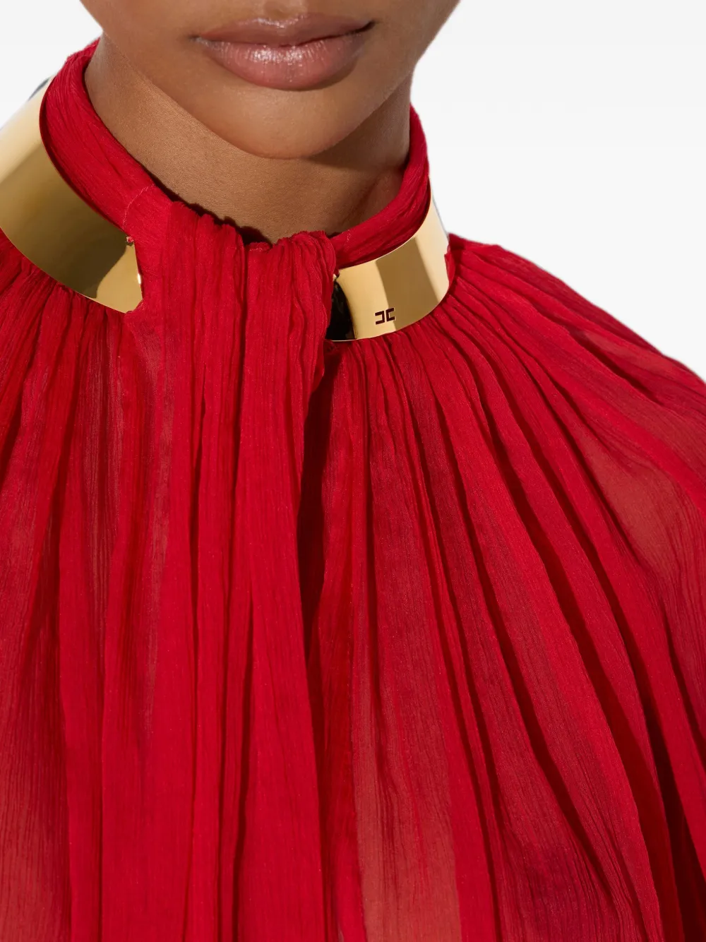 Elisabetta Franchi Blouse van crepon stof met sierkraag Rood