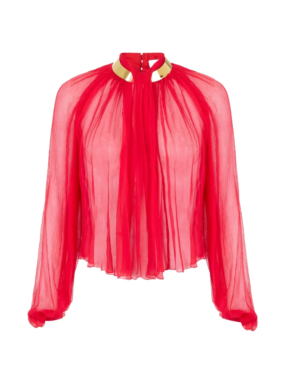 Elisabetta Franchi Blusa in crepon con colletto gioiello - Rosso