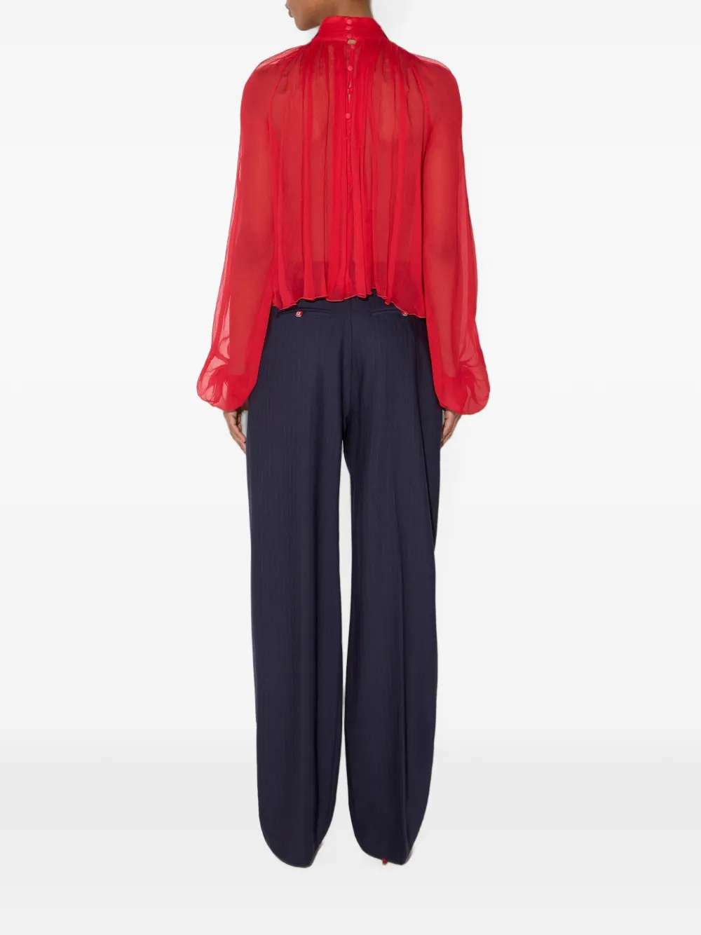 Elisabetta Franchi Blouse van crepon stof met sierkraag Rood