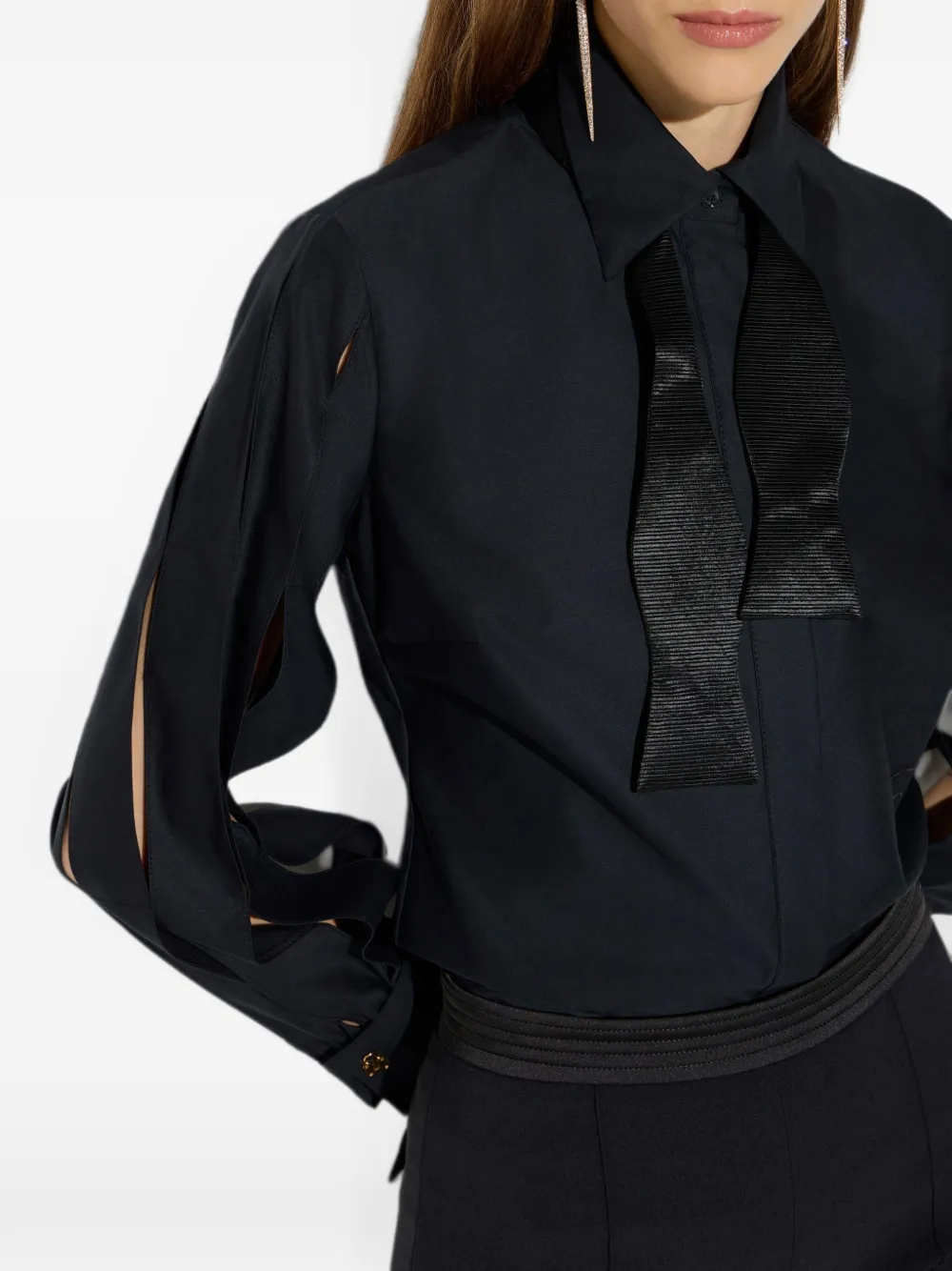 Elisabetta Franchi Katoenen blouse met vlinderdas Zwart