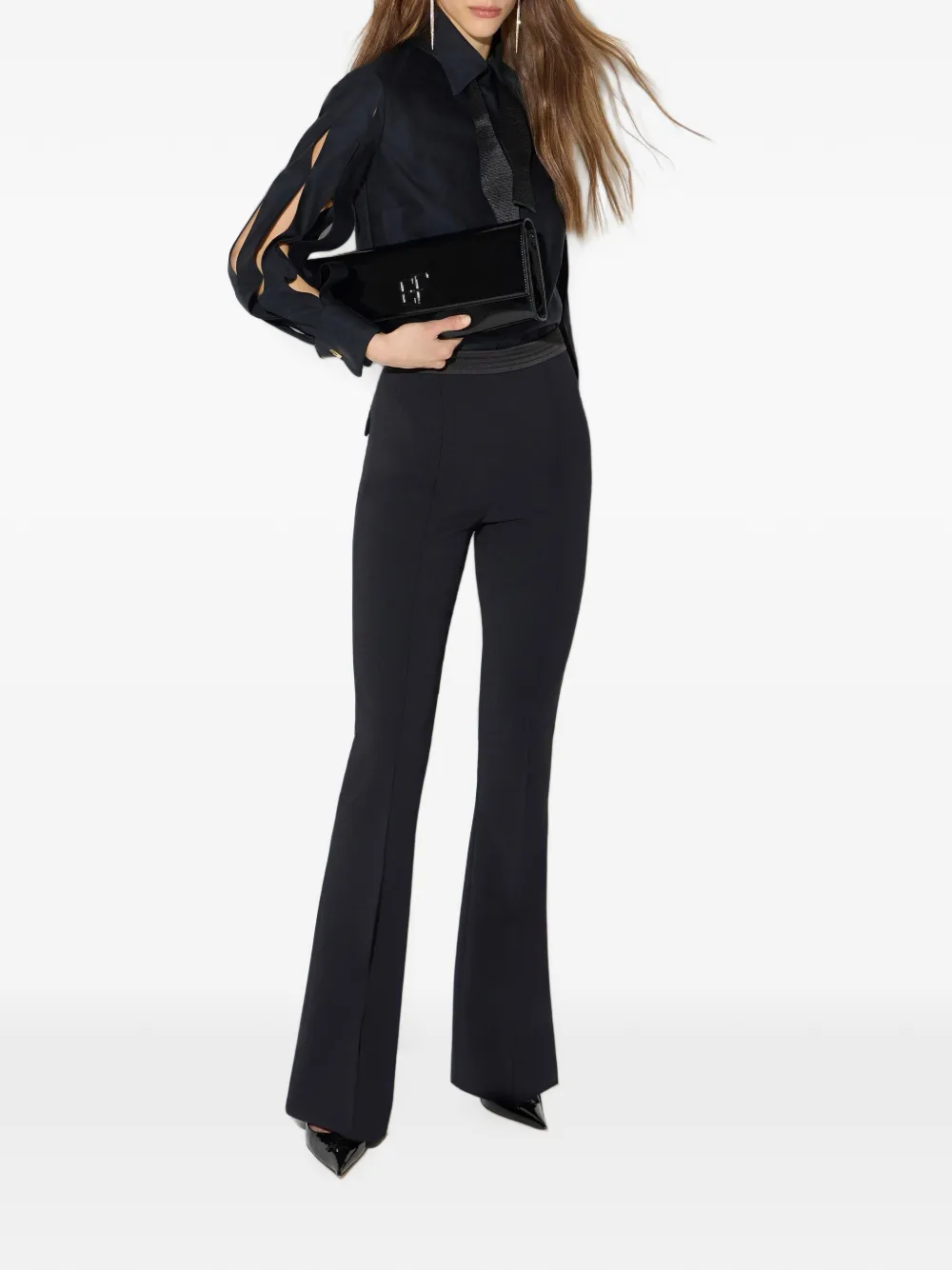 Elisabetta Franchi Katoenen blouse met vlinderdas Zwart